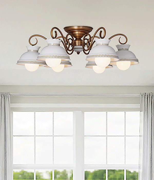 티아라 6등 도자기직부등 펜던트전등 식탁등